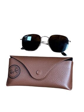Ray-Ban Women's Rose Gold Frame Sunglasses with Brown Lenses Hexagonal NEW